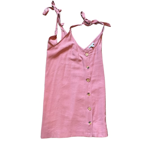 Topshop Tilda Pink Tie Shoulder Button Side Slip Mini Dress NWOT US Size 10 - Picture 3 of 5